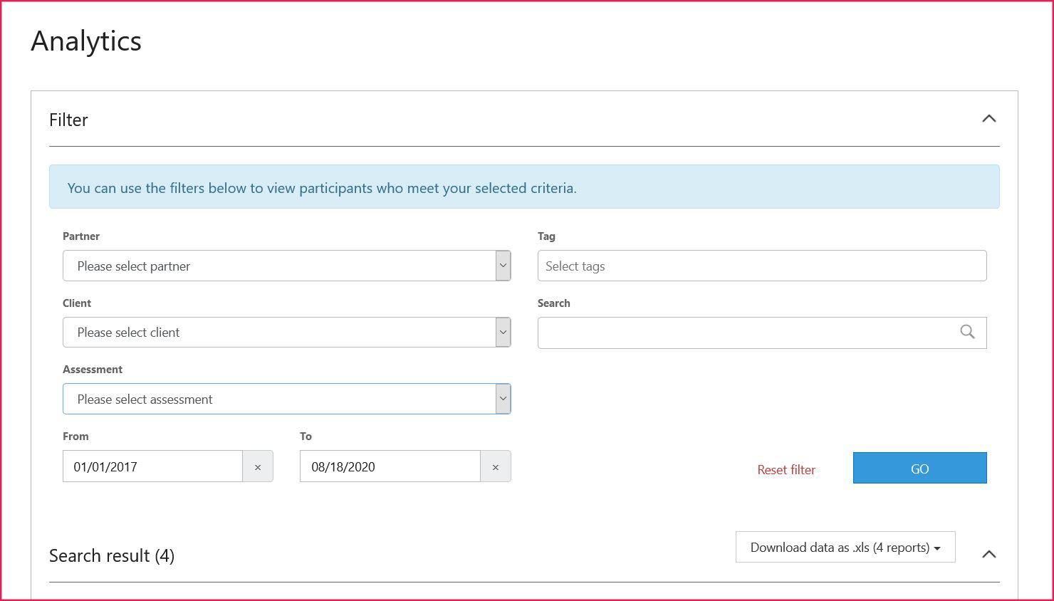 Analytics Filter